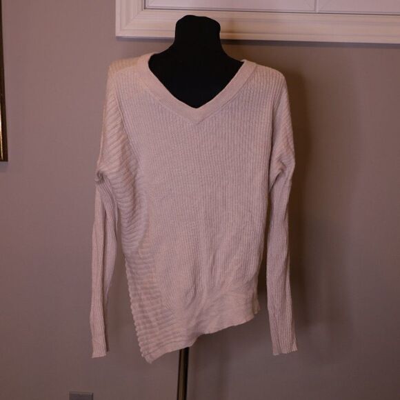 All Saints 100% Merino Wool Keld Asymmetric V-Neck Sweater Sz S - Picture 3 of 5